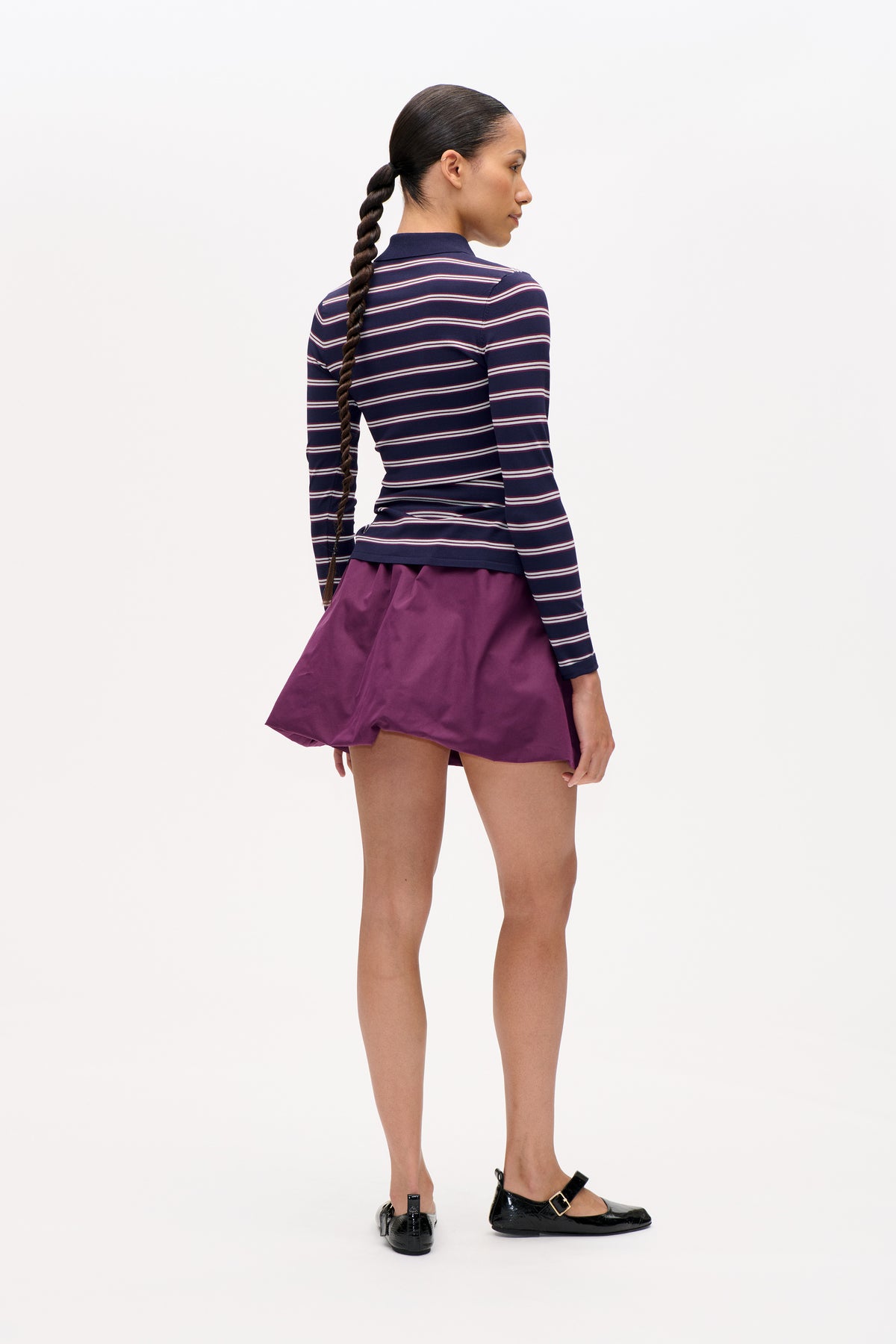CAMILINE CARDIGAN | Marineblau-Pflaumenfarben gestreift