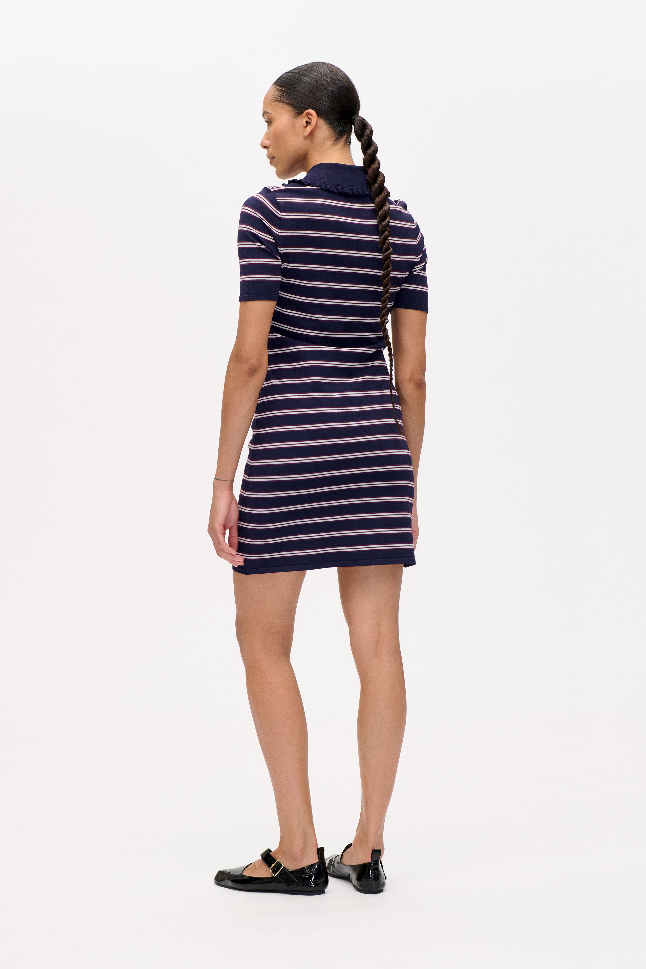 CATA DRESS | Navy Plum Stripe