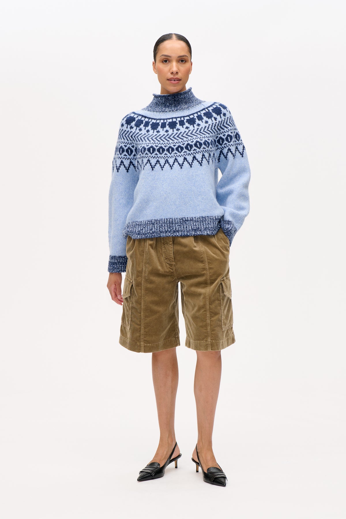 CIANA PULLOVER | Blaues Fair-Isle-Muster