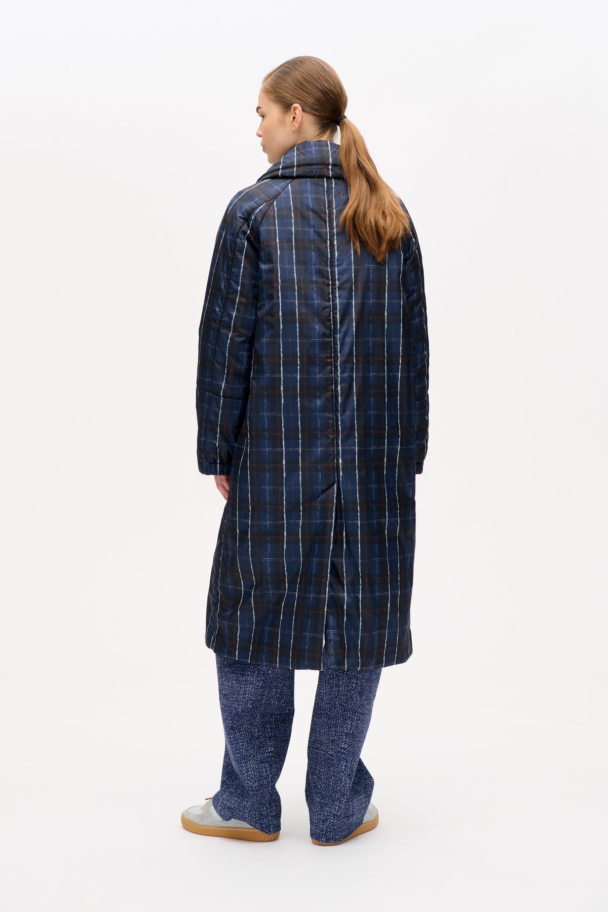 DEANA MANTEL | Marineblau kariert