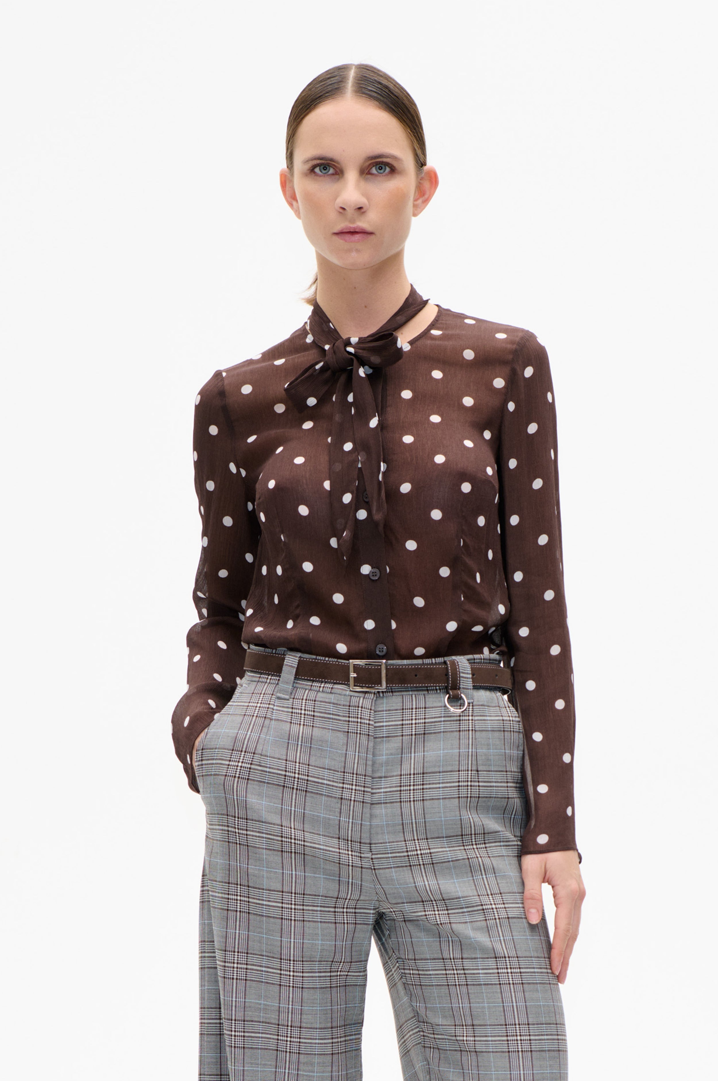 MADELI Bluse | Kaffeebohnenmuster