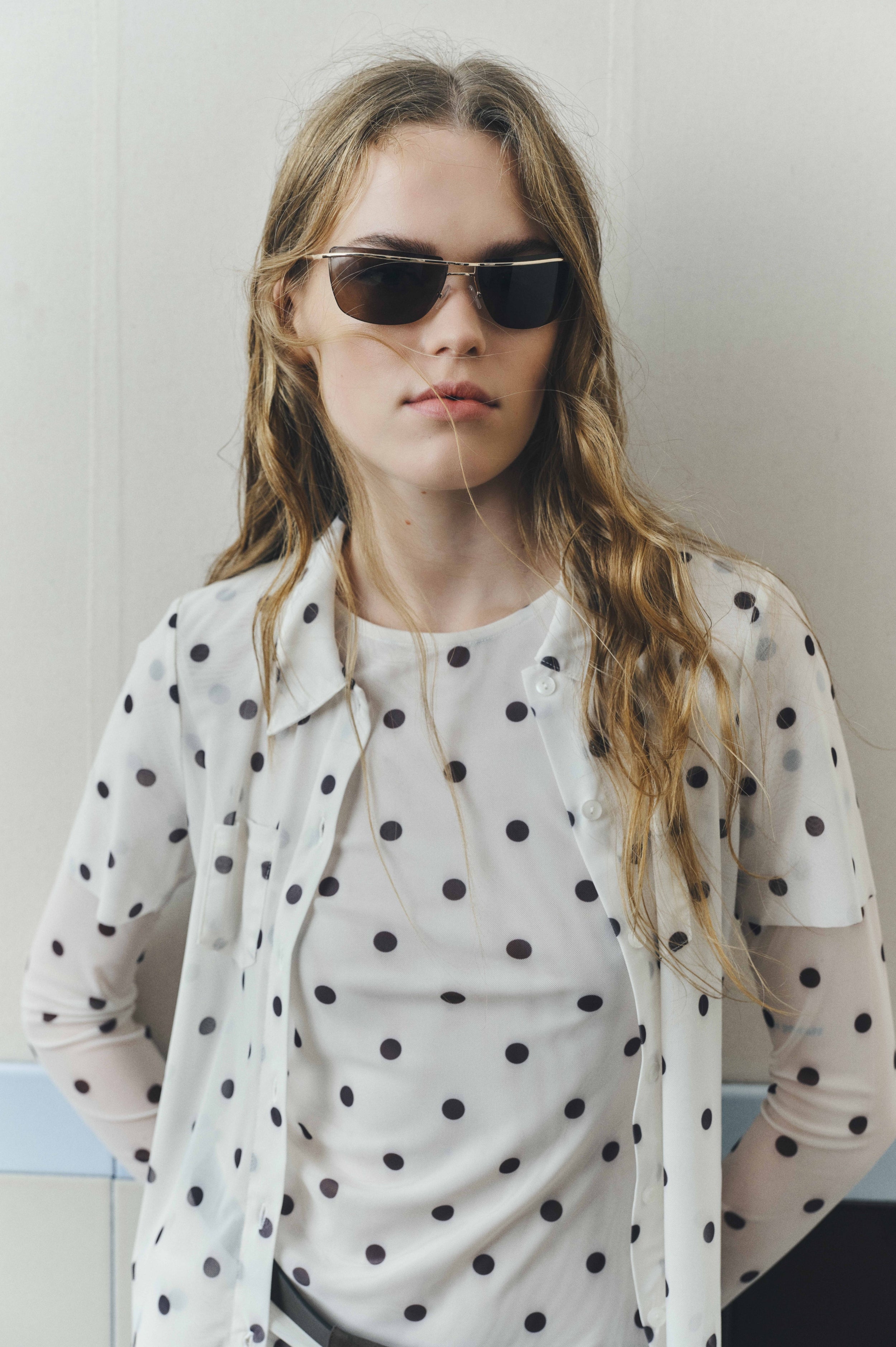 JODIE BLUSE | Egret Creme mit Punkten