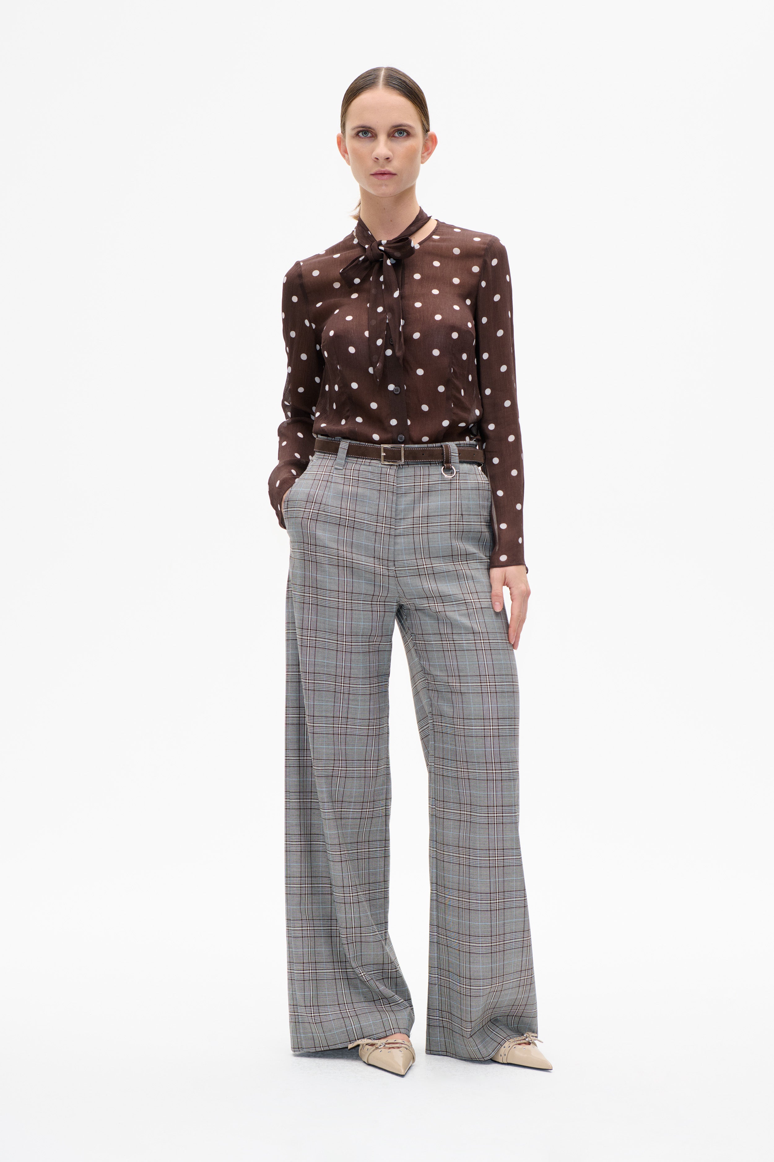 MADELI Bluse | Kaffeebohnenmuster