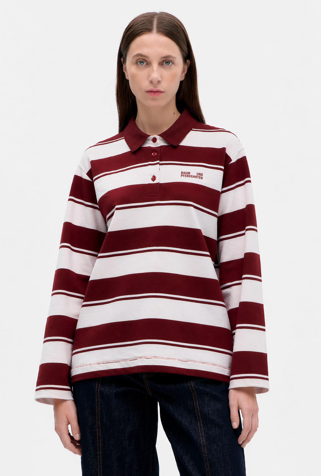 JEANNE TOP | Pink-Rot Polostreifen
