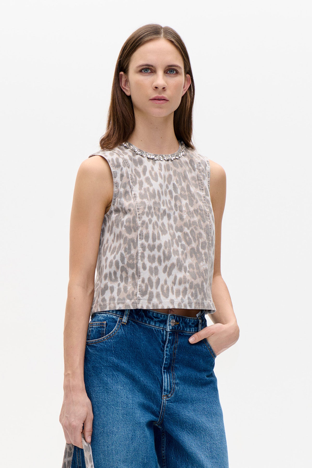 MEDINE TOP | Leoparden-Cord-Mix