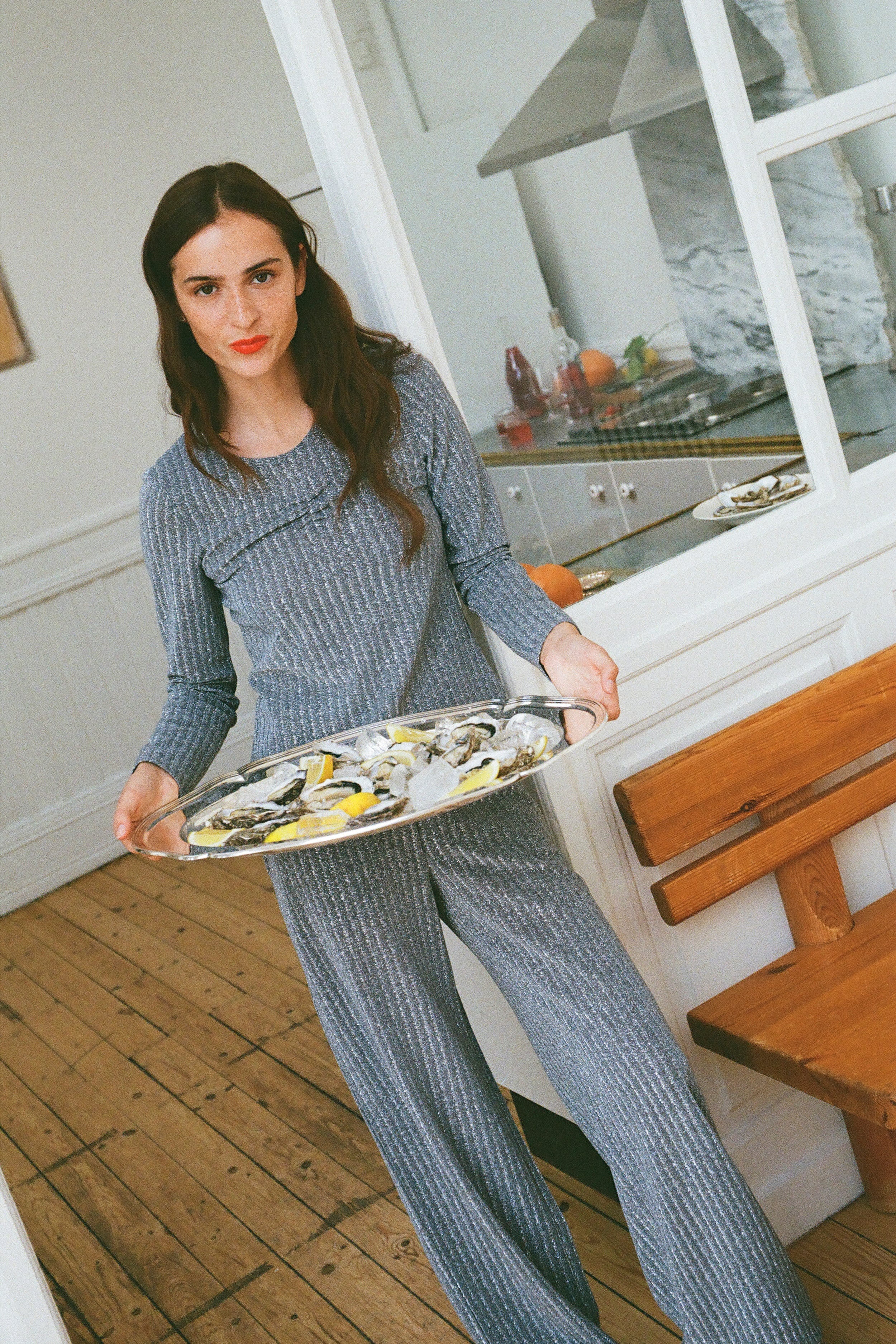 JACKAI TOP | Silver Lurex Pinstripe