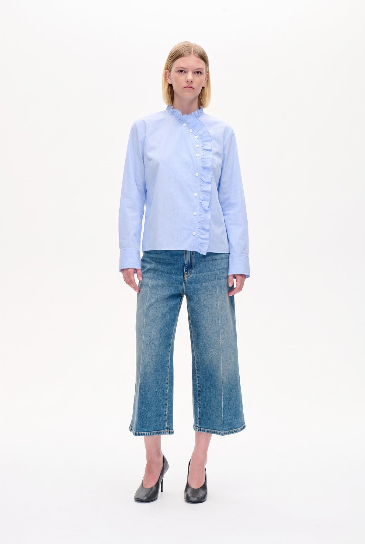 MELA BLUSE | Hellblau Kariert