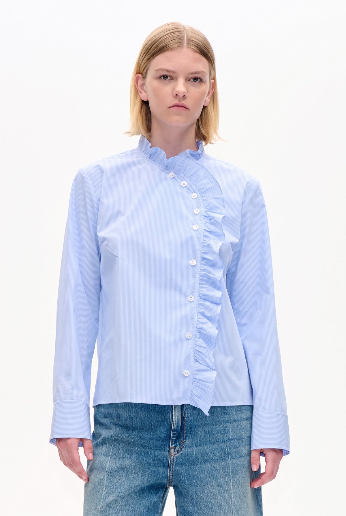 MELA BLUSE | Hellblau Kariert