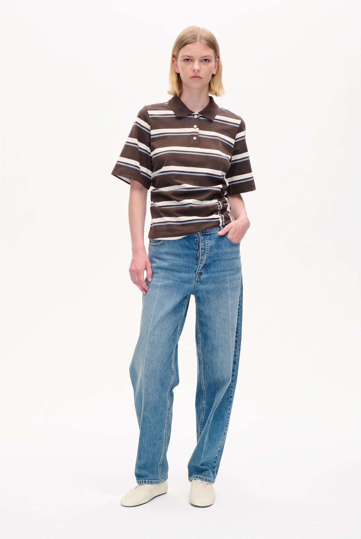 JUDITE T-SHIRT | BRAUNER POLO-STREIFEN