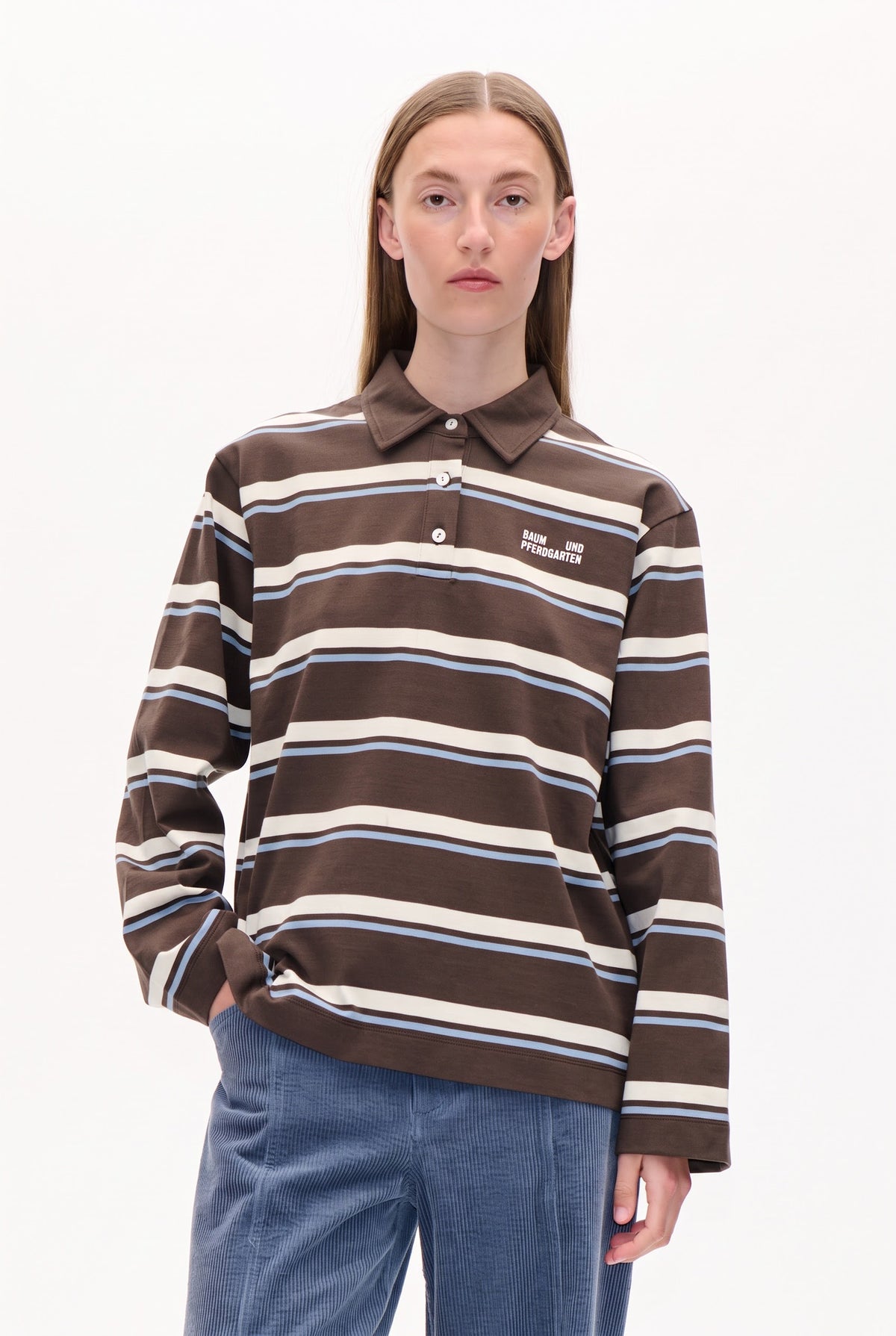 JEANNE T-SHIRT | BRAUNER POLO-STREIFEN